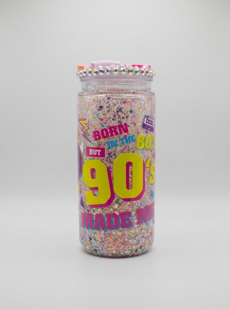 80's baby, 90's raised me 20 OZ snow globe tumbler